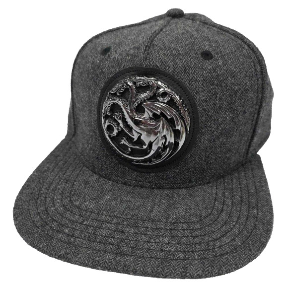Game of Thrones House Targaryen Metal Crest Adjustable Snapback Flat Bill Hat - Picture 4 of 9